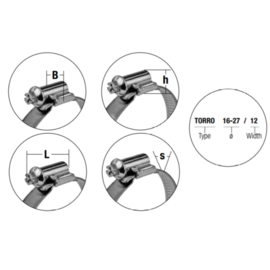 Hose clamps / Worm-Drive Clips (W2), width 9 mm, 35-50 mm, DIN 3017 (10 pcs)