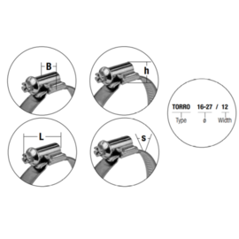 Schlauchschelle / Schneckenantriebsklammer (W2), Breite 9 mm, 8-12 mm, DIN 3017 (10 Stk.)