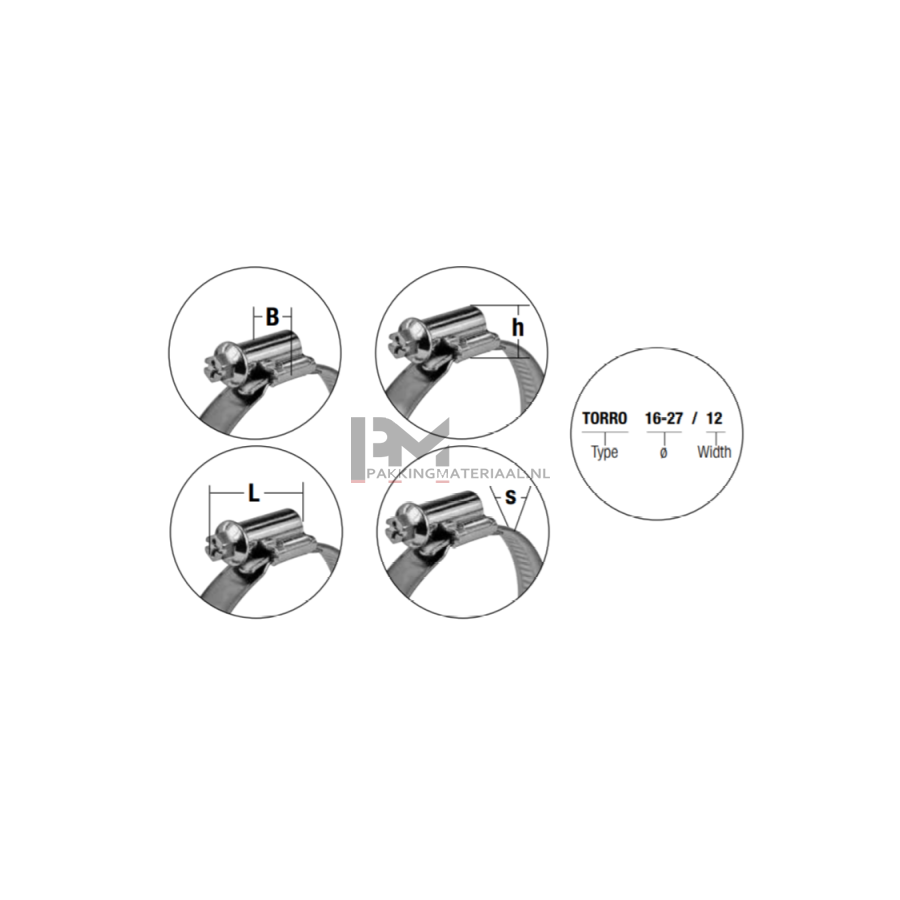 Schlauchschelle / Schneckenantriebsklammer (W4), Breite 9 mm, 70-90 mm, DIN  3017 (5 Stk.)